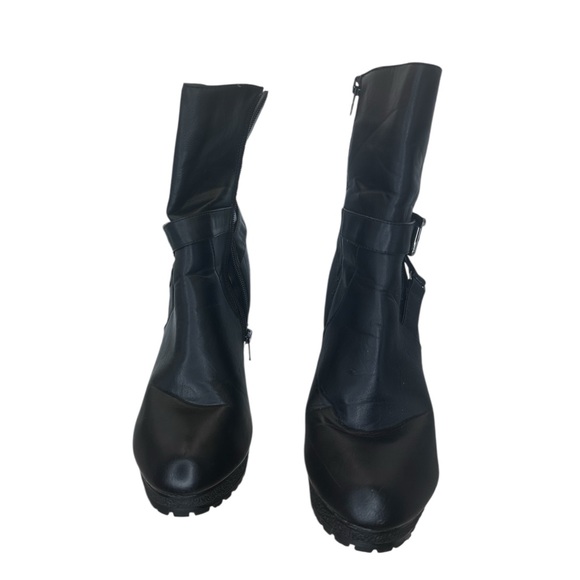Lane Bryant Black High Heel Ankle Boots with buckle strap size 9 - Picture 4 of 9